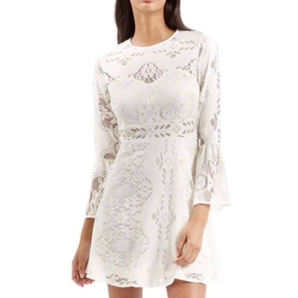 Topshop Boho Lace Flutter Sleeve Dress